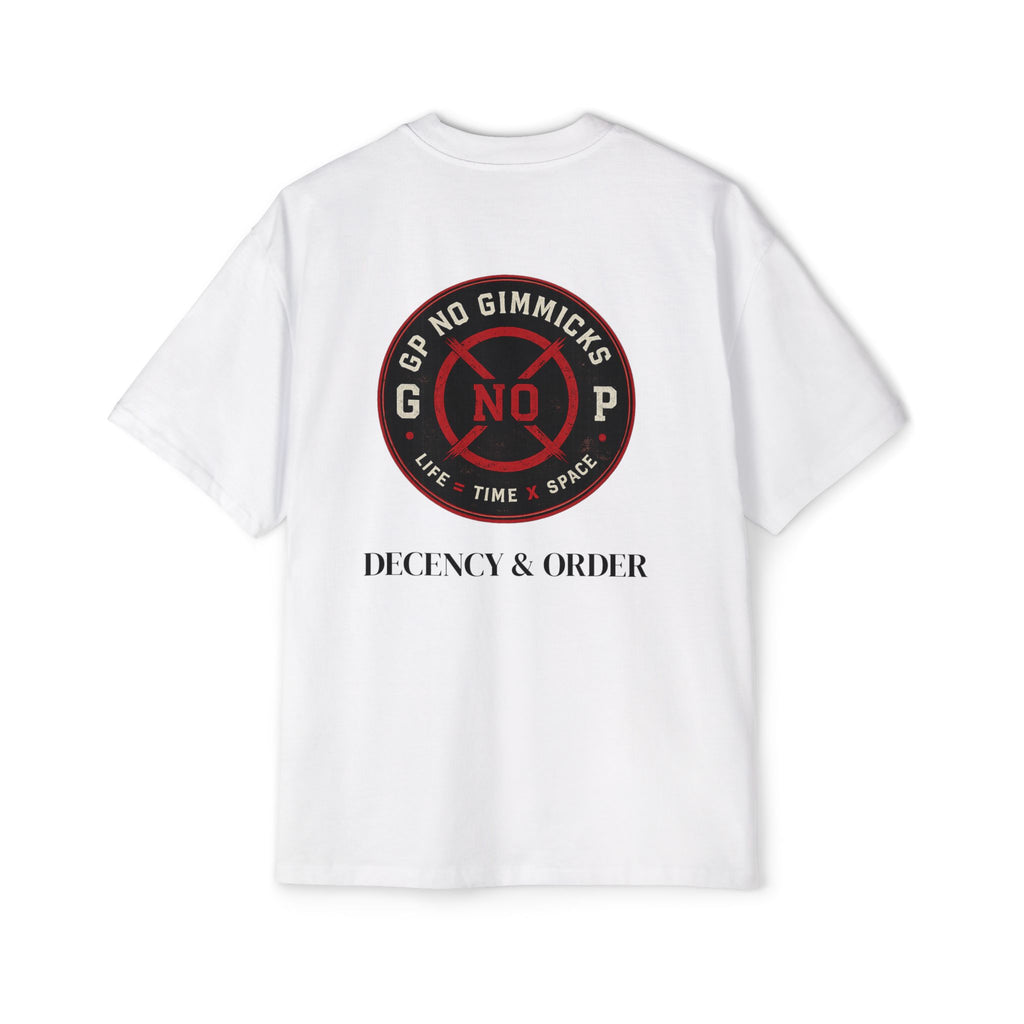 Oversized Tee — 'No Gimmicks' Time & Space Graphic Shirt