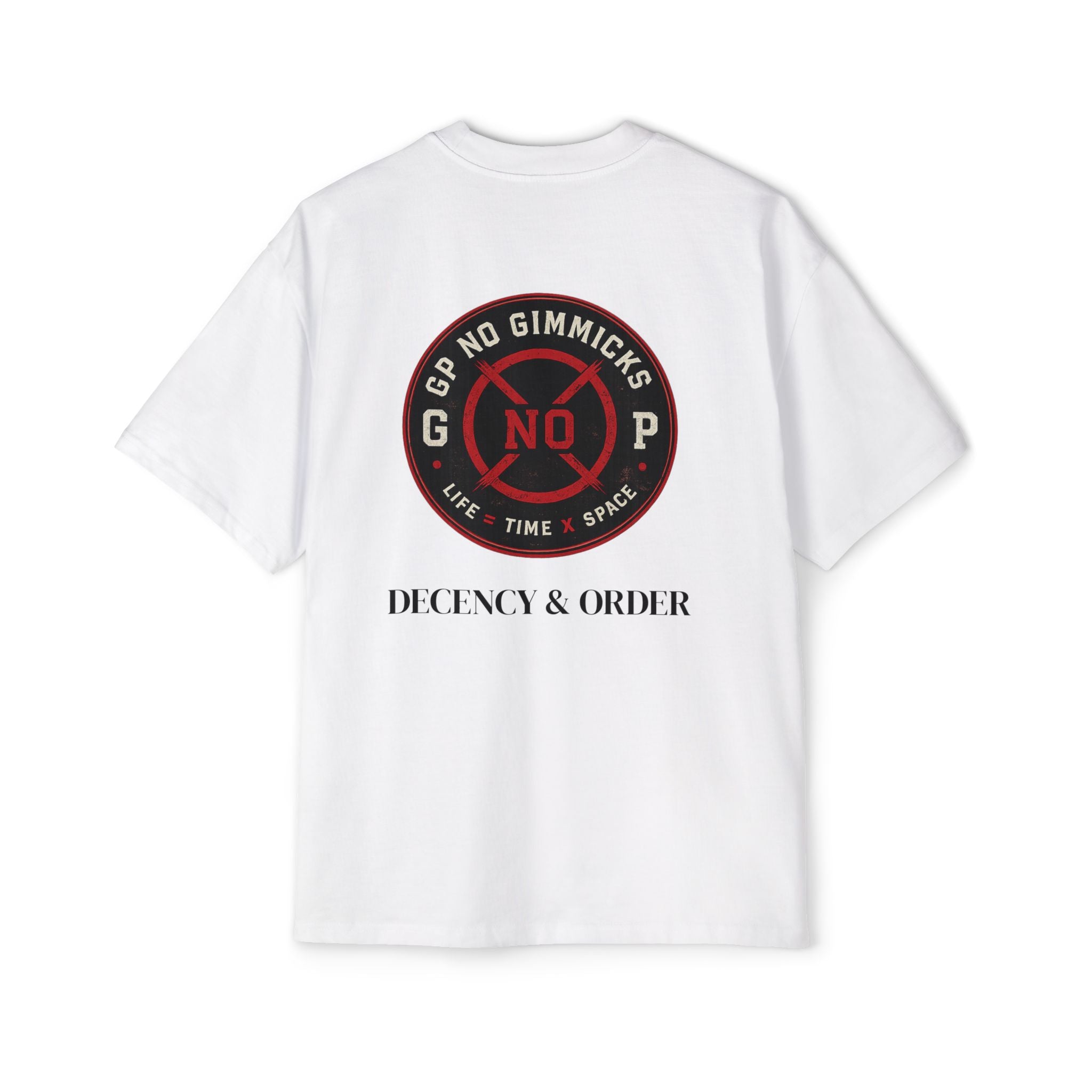 Oversized Tee — 'No Gimmicks' Time & Space Graphic Shirt