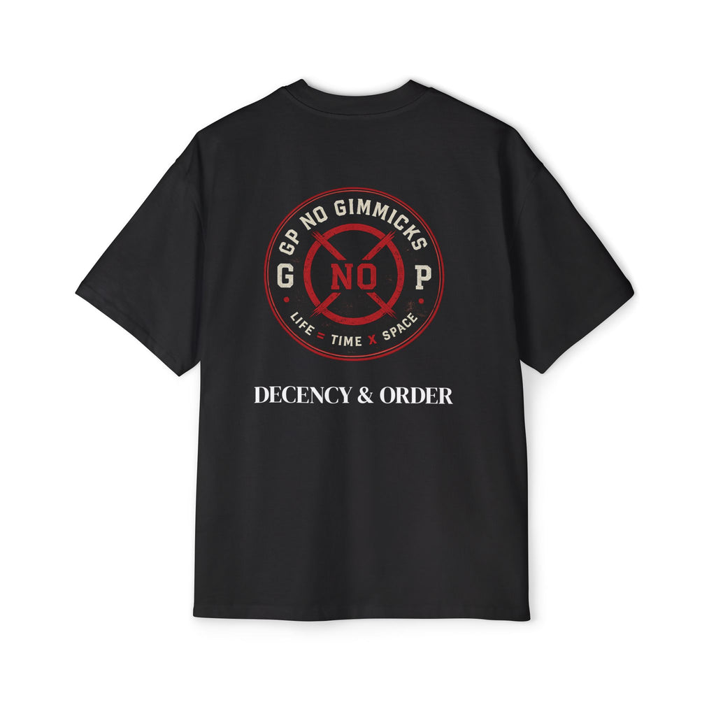 Oversized Tee — 'No Gimmicks' Time & Space Graphic Shirt