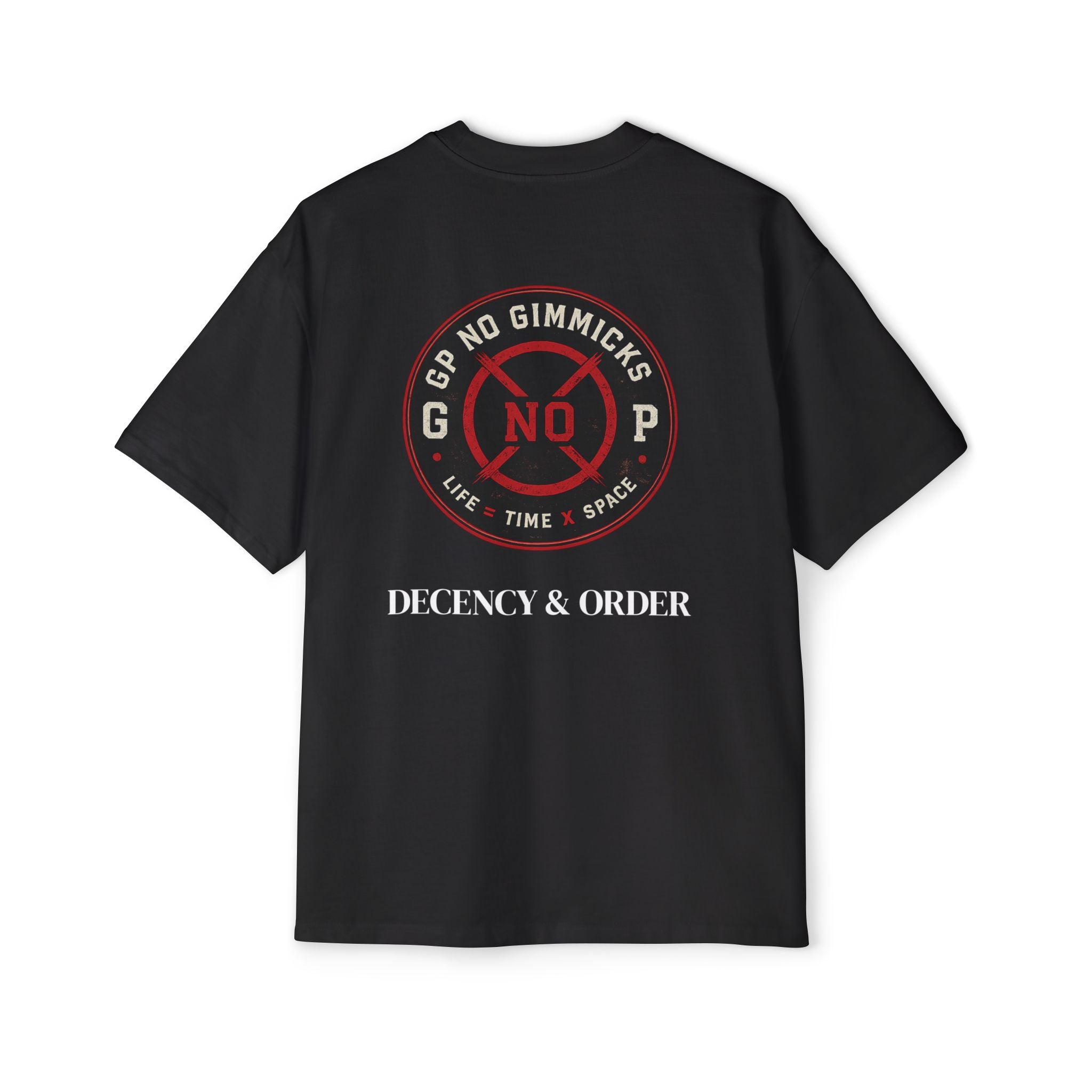 Oversized Tee — 'No Gimmicks' Time & Space Graphic Shirt