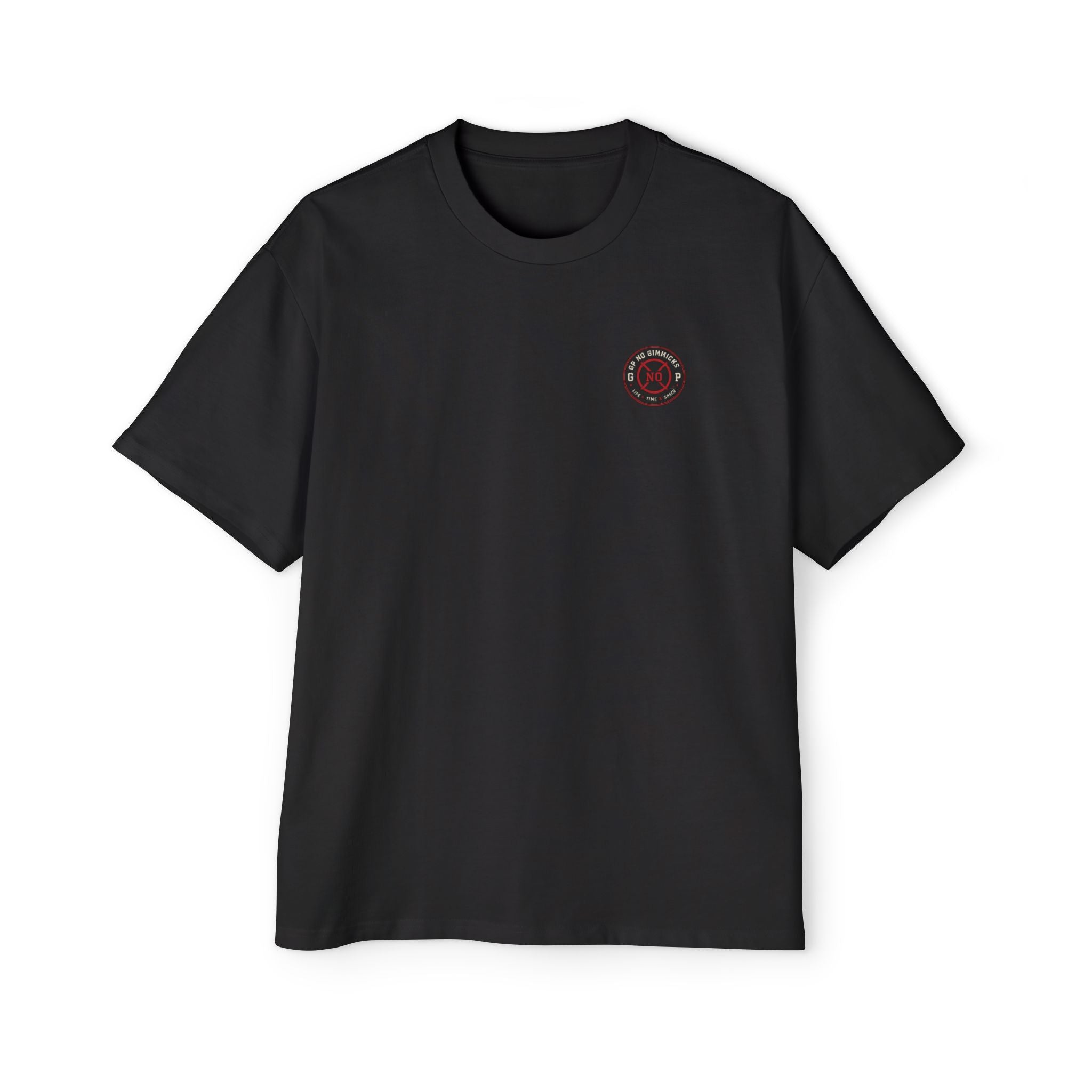 Oversized Tee — 'No Gimmicks' Time & Space Graphic Shirt
